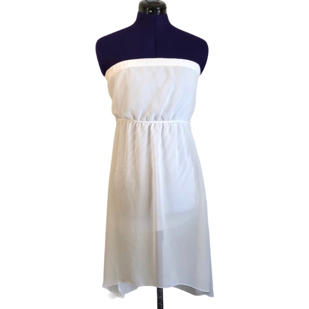 Poetry Sheer White Strapless Hi Low Dress